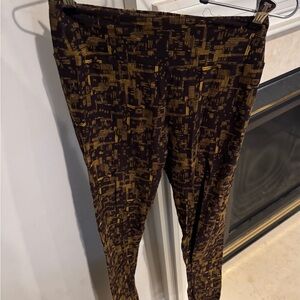 Lularoe women's leggings, brown and yellow print, one size